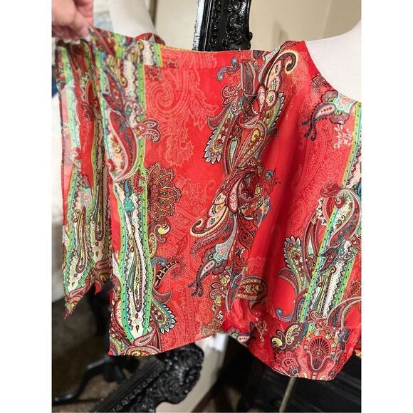 ECI New York 2 pc Shirt Set Kimono Sleeves Shawl with Tank Size Large - Picture 2 of 5